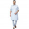 Mens Simple Sky-Blue Pathani Suit